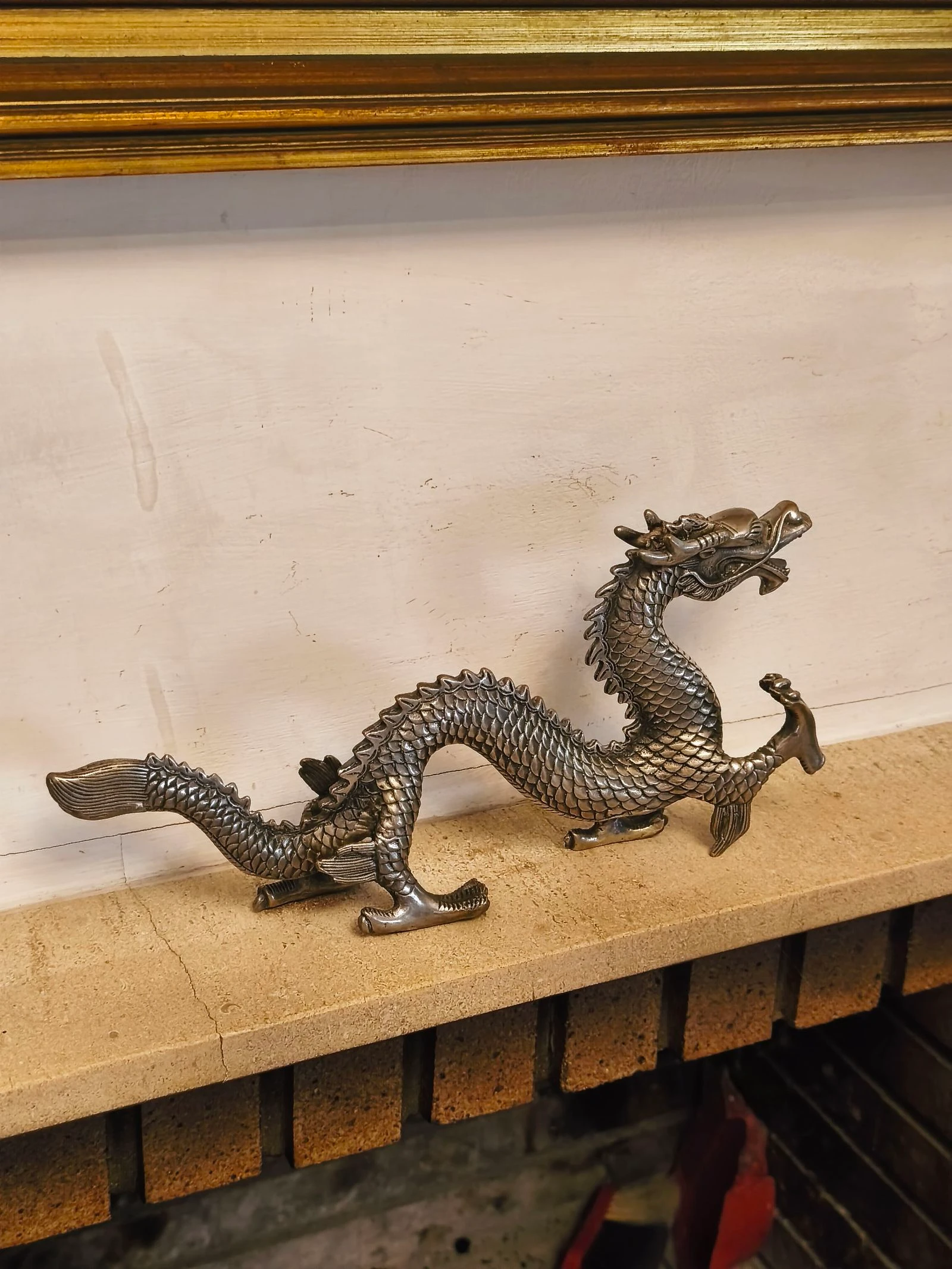 Figura escultura de bronze prateado Dragão loon – photo 5